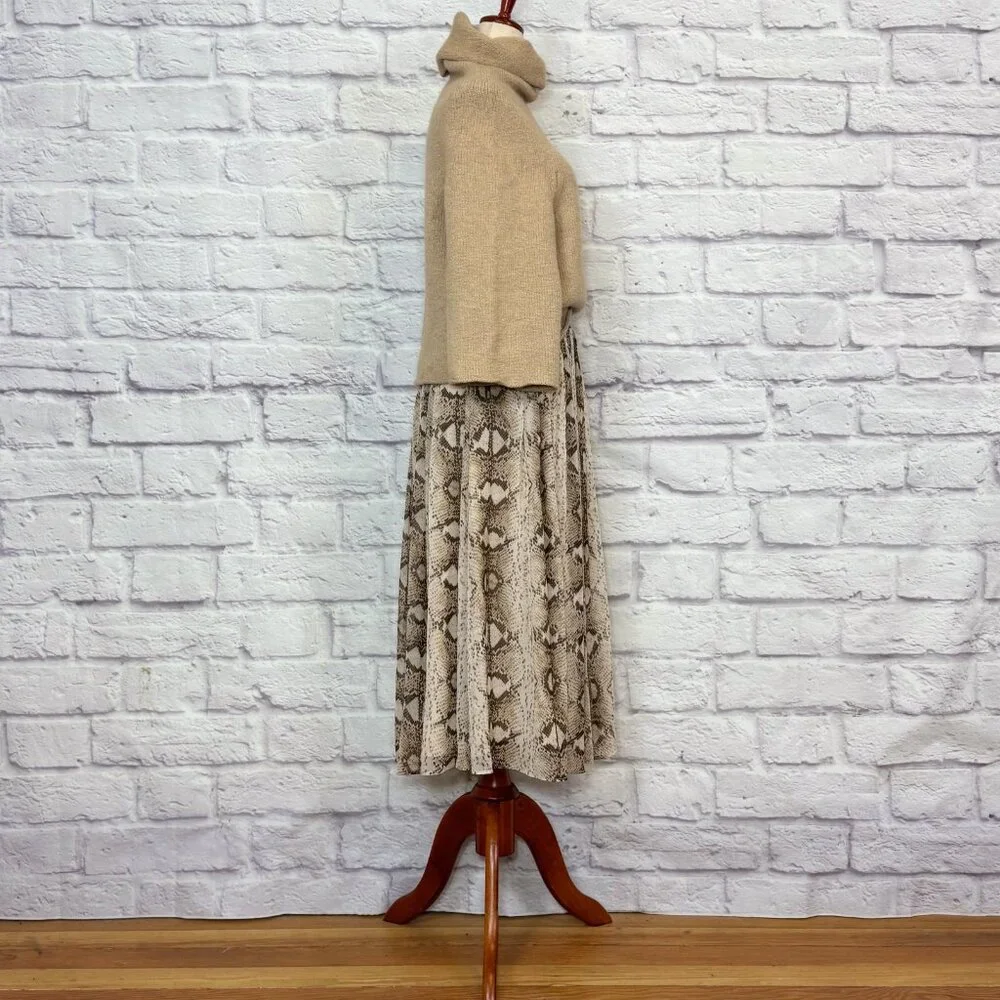 Theory Merino Wool Camel Hair Blend Tan Turtleneck Drop Shoulder Sweater - Picture 7 of 9